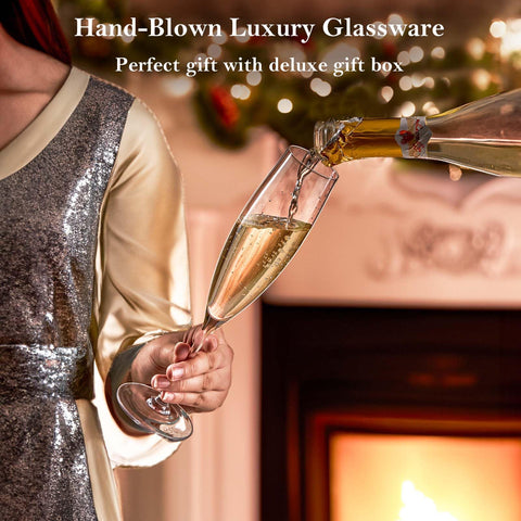 JBHO champagne glasses crystal-clear detail showcases craftsmanship and elegance.