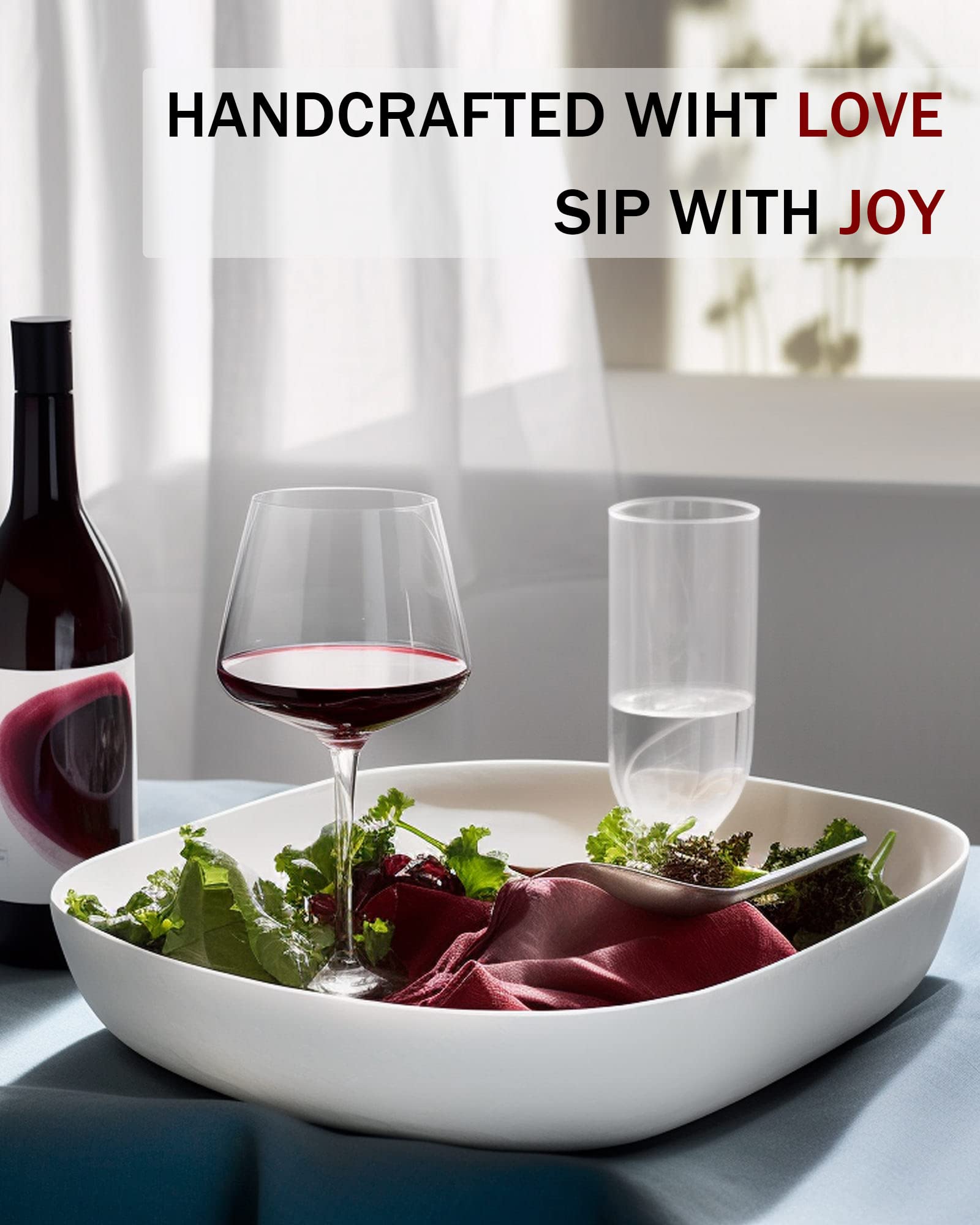 JBHO hand-blown wine glass demonstrates craftsmanship through 23 procedures.