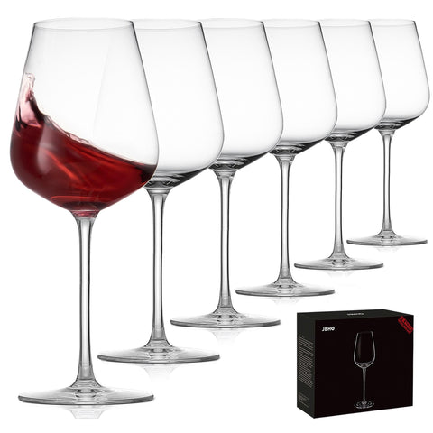 JBHO hand blown Bordeaux wine glass set with 18oz capacity for generous pours