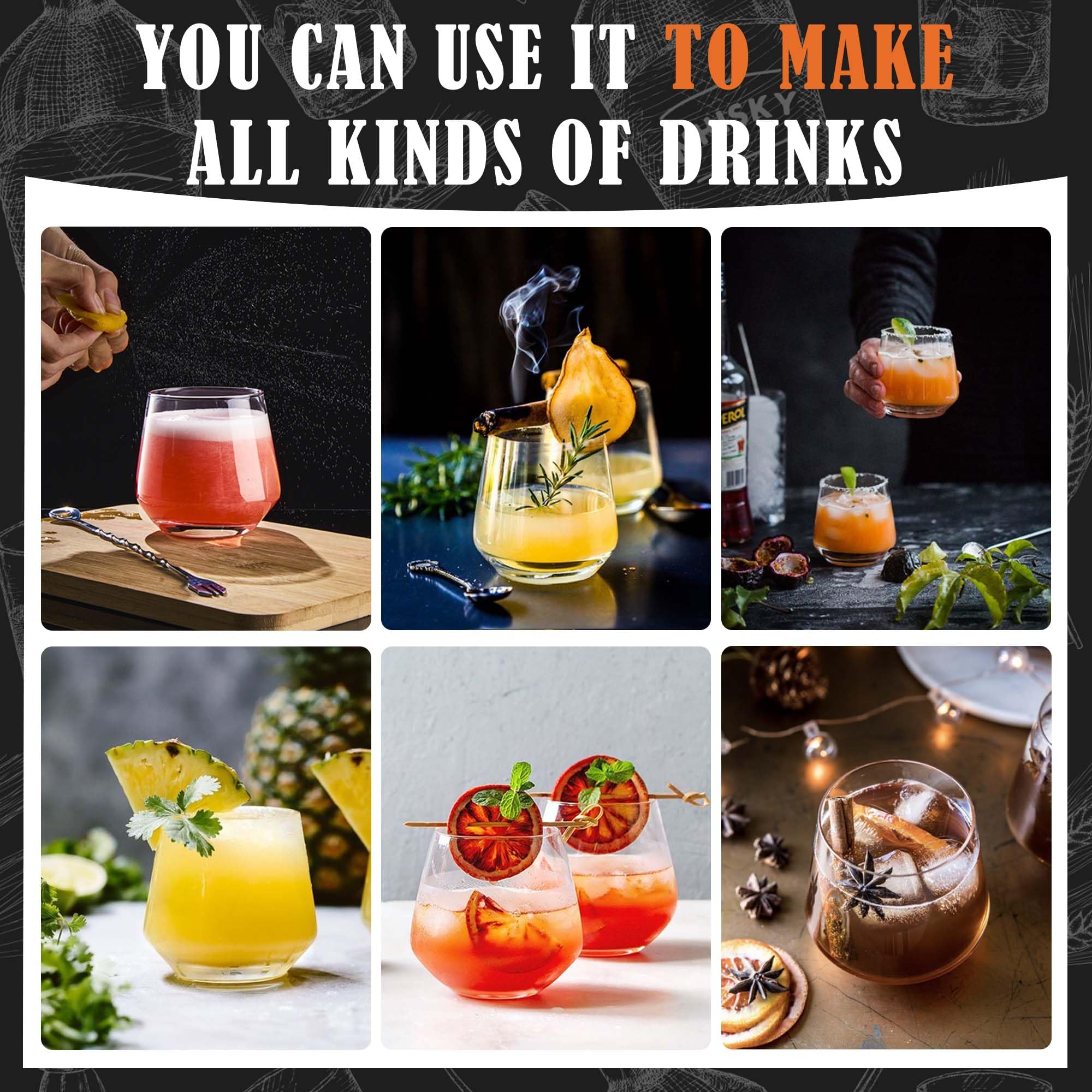 Clear JBHO glass design highlights drink color and aroma tones.