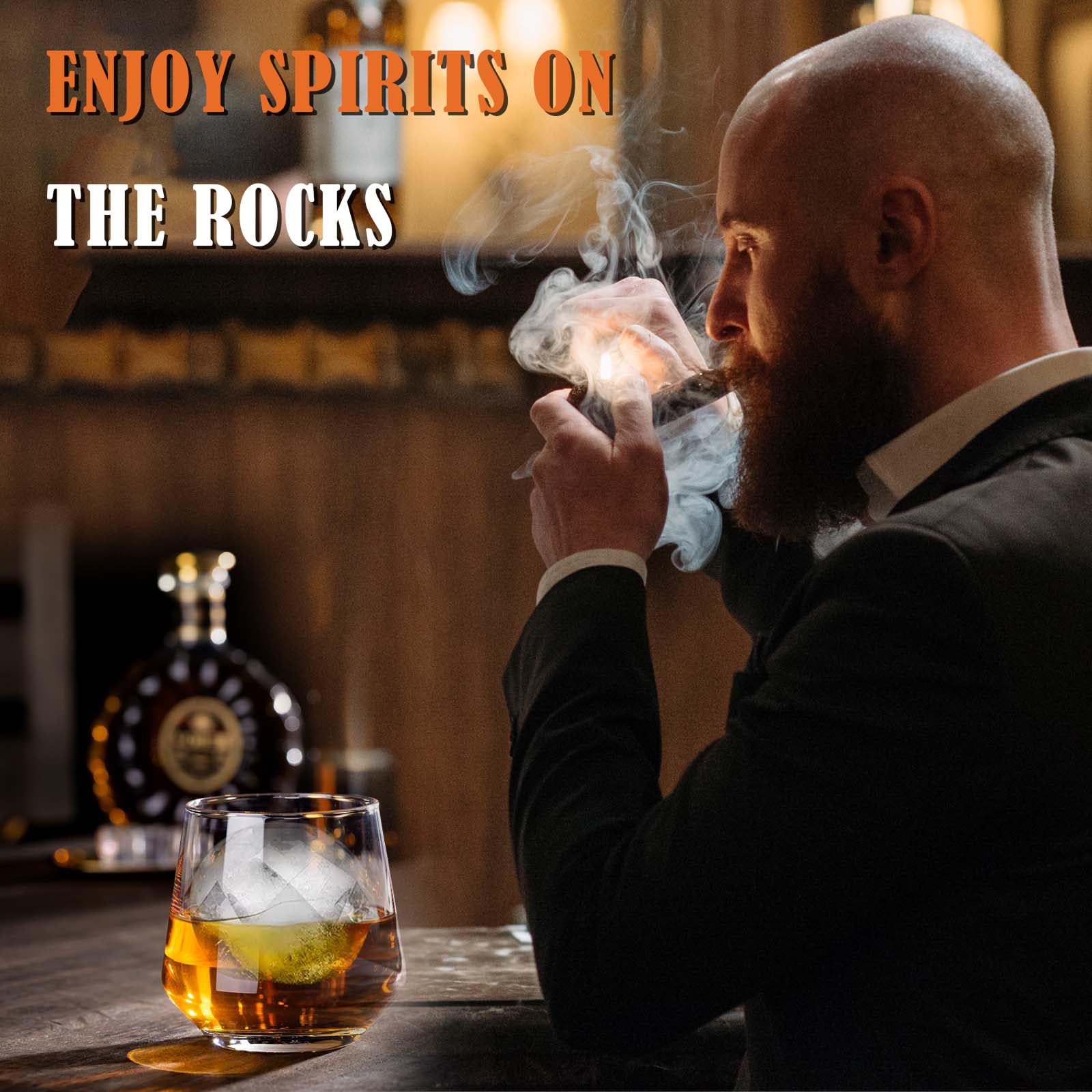 JBHO ergonomic silhouette whiskey glass fits naturally in the hand.