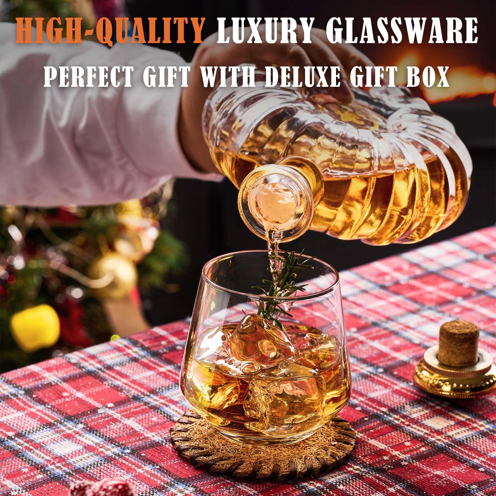 Gift-box-ready JBHO whiskey glasses ideal for gifting to whiskey lovers.