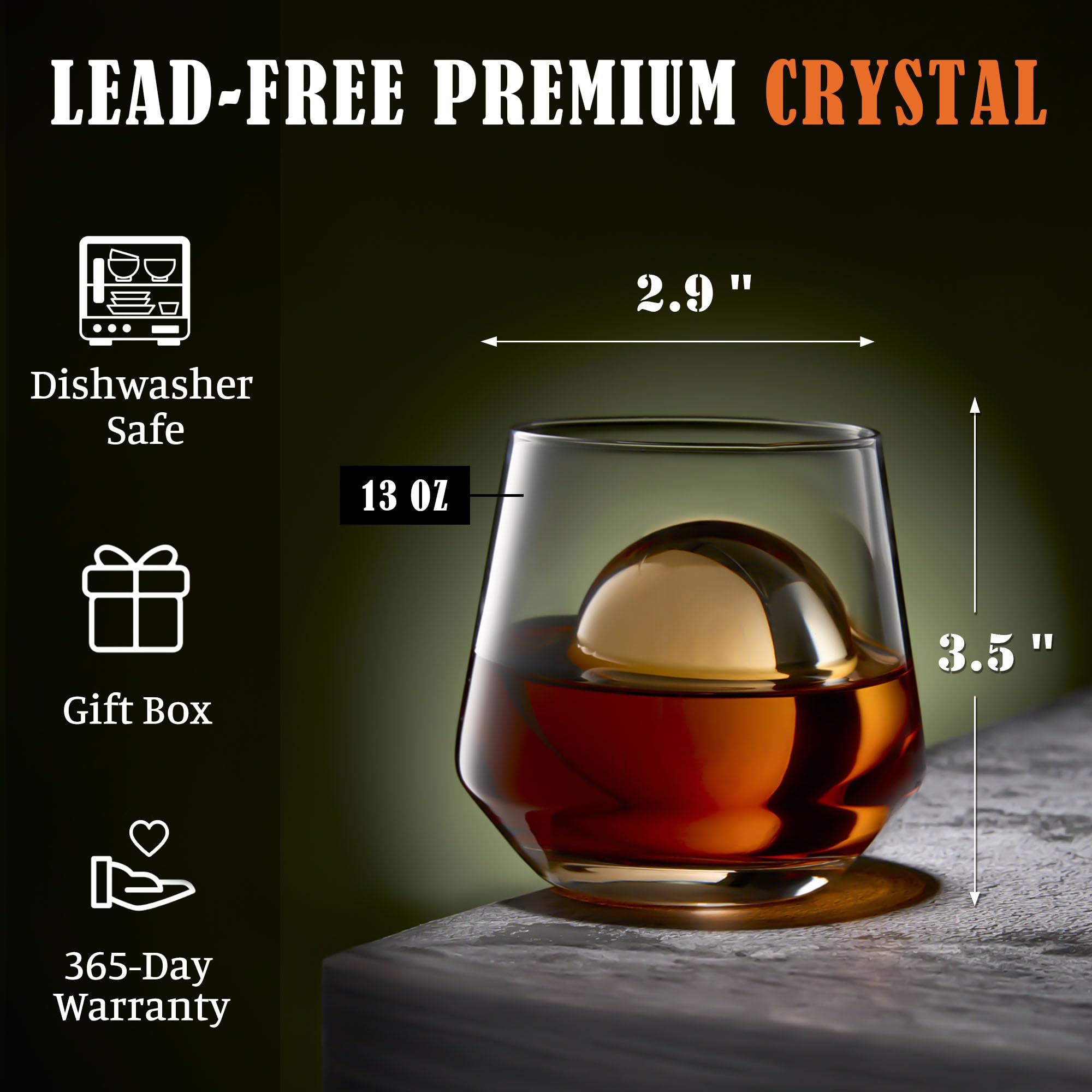 JBHO non-lead crystal whiskey glass with exceptional clarity for vivid drink colors.
