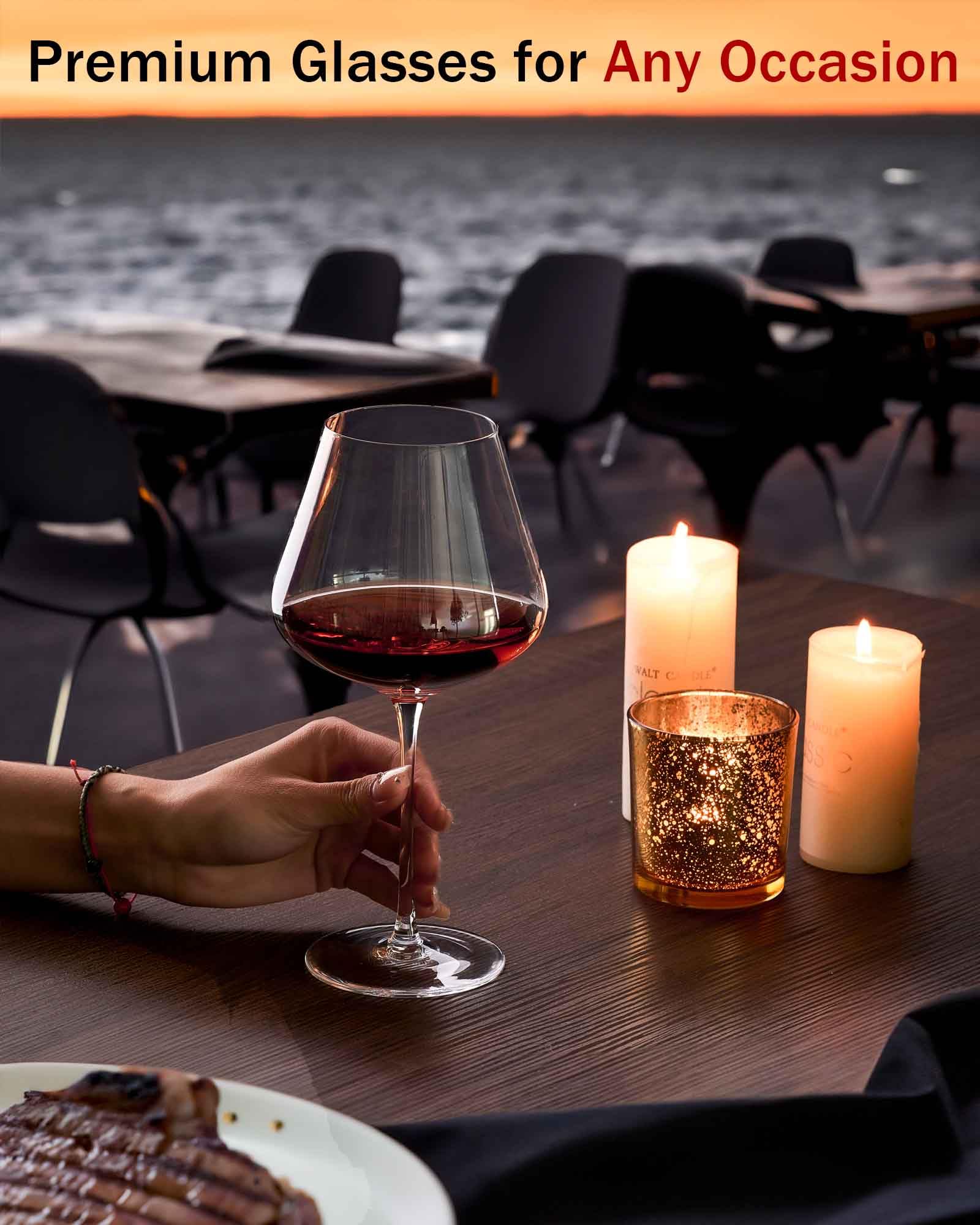 JBHO ultra-clear thin-rim wine glass highlights wine color and bouquet.