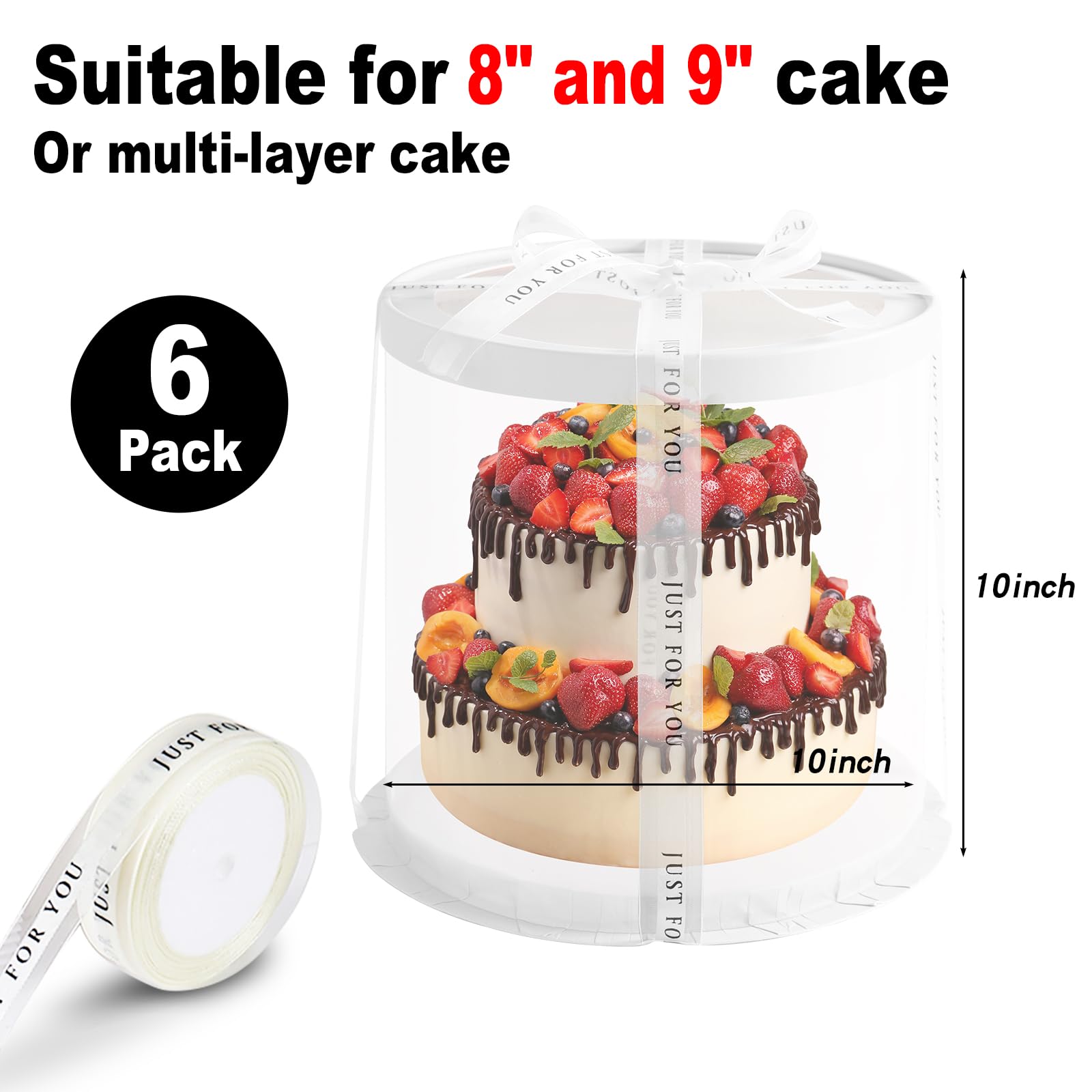 JCD 6-pack round cake box side view emphasizes sturdy PET packaging
