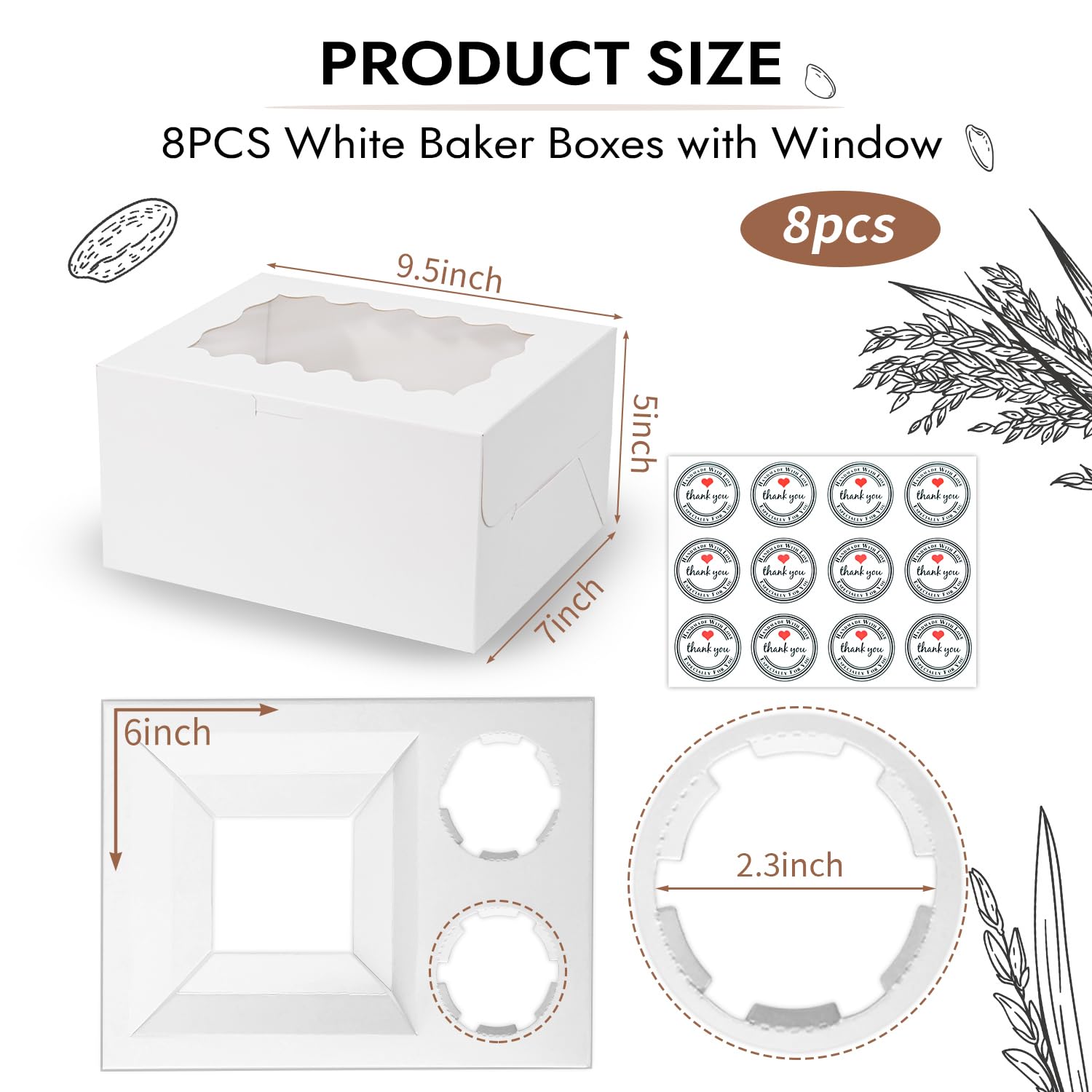 JCD cupcake boxes with inserts and stickers secure pastries