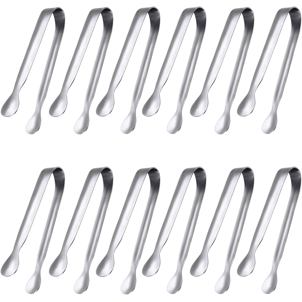 JCREN 12-pack mini tongs in silver for compact buffet service