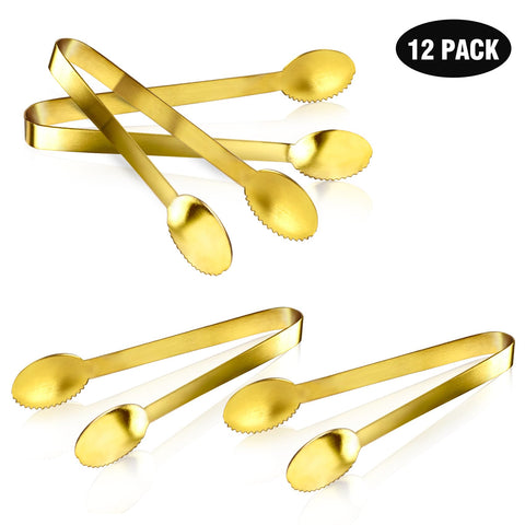 JCREN 4.9-inch tongs in use, perfect for small items like sugar cubes and snacks.