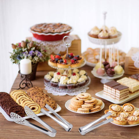 JCREN polished silver tongs add elegance to wedding dessert stations