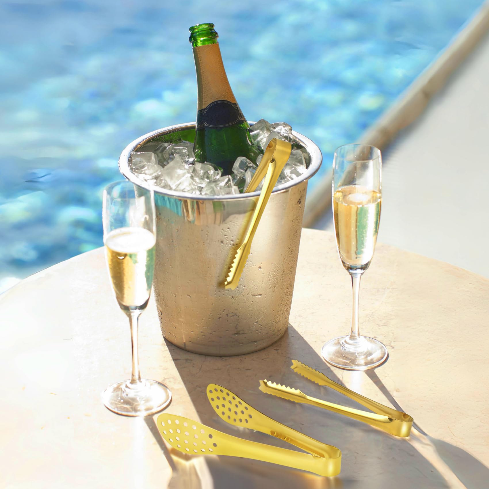 JCREN small tongs 5in gold great for salads and cheeses.