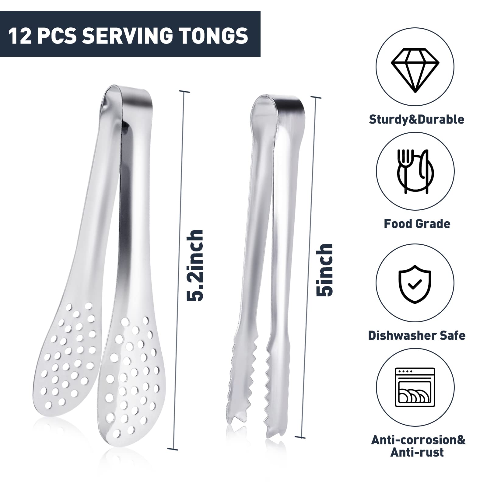 JCREN small tongs with ergonomic grip for easy buffet serving