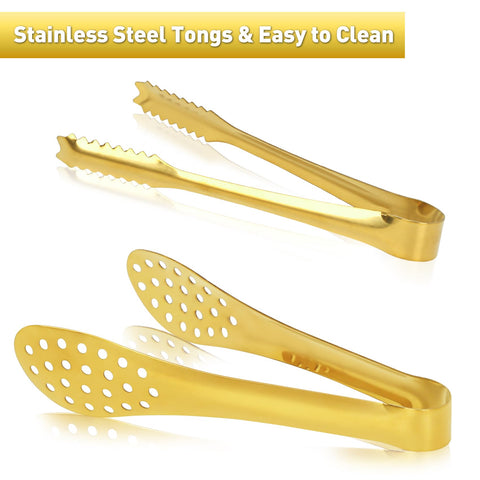 JCREN tea party tongs 5in gold ideal for sugar cubes and ice.