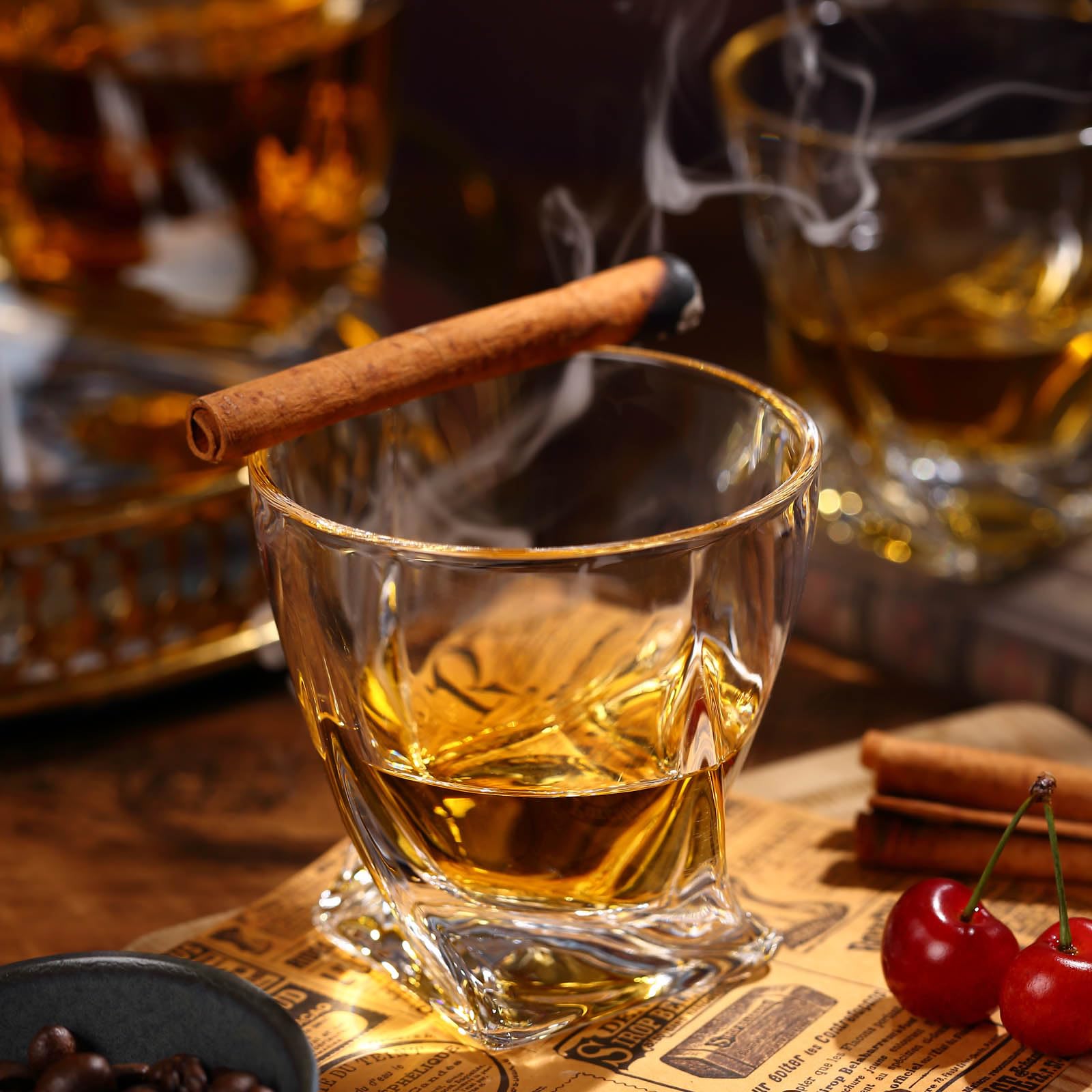 JDGOME elegant drinkware collection featuring crystal whiskey glasses.
