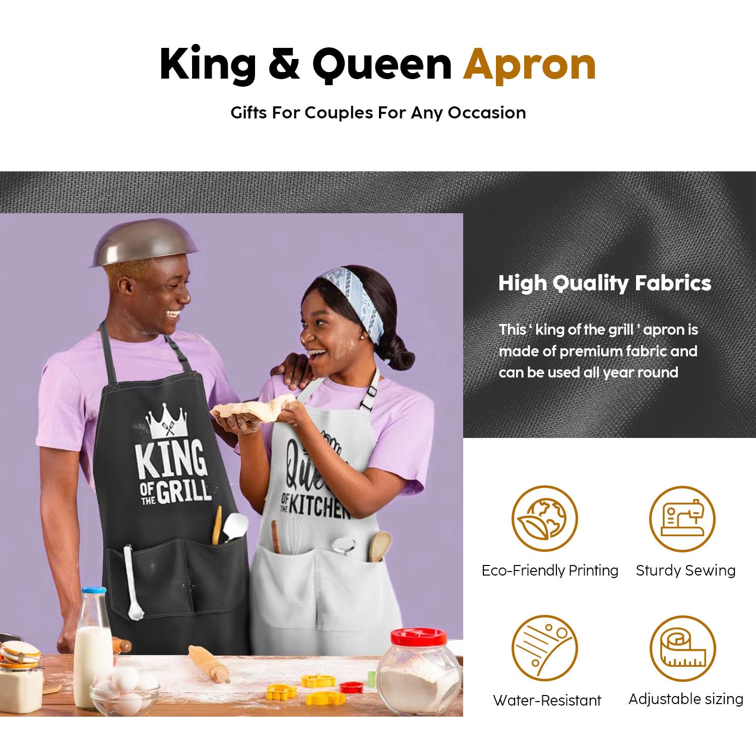 JDNFYGX Couple kitchen aprons ready for meal prep and baking