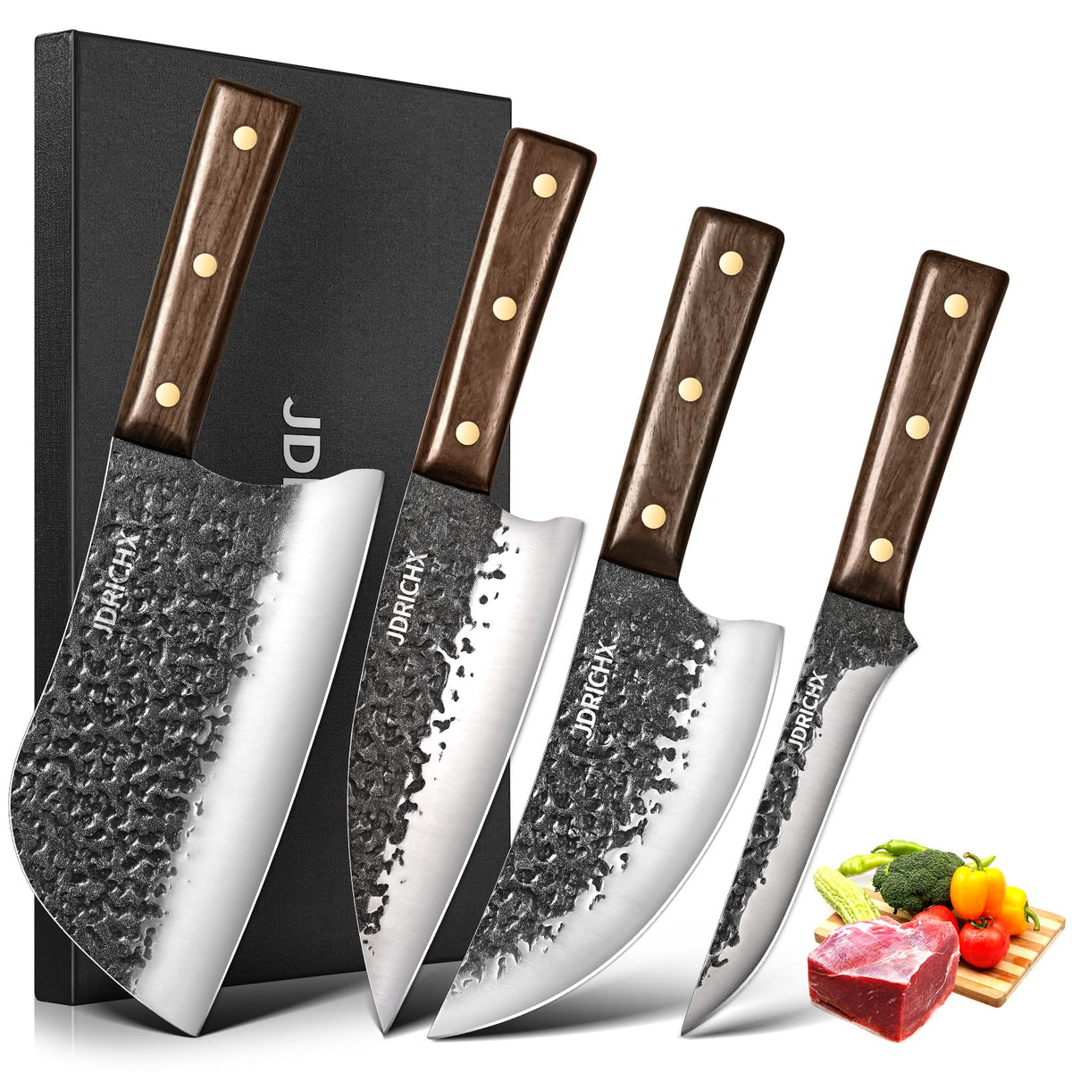 JDRICHX butcher knife set 8in meat cleaver in action for heavy chopping tasks