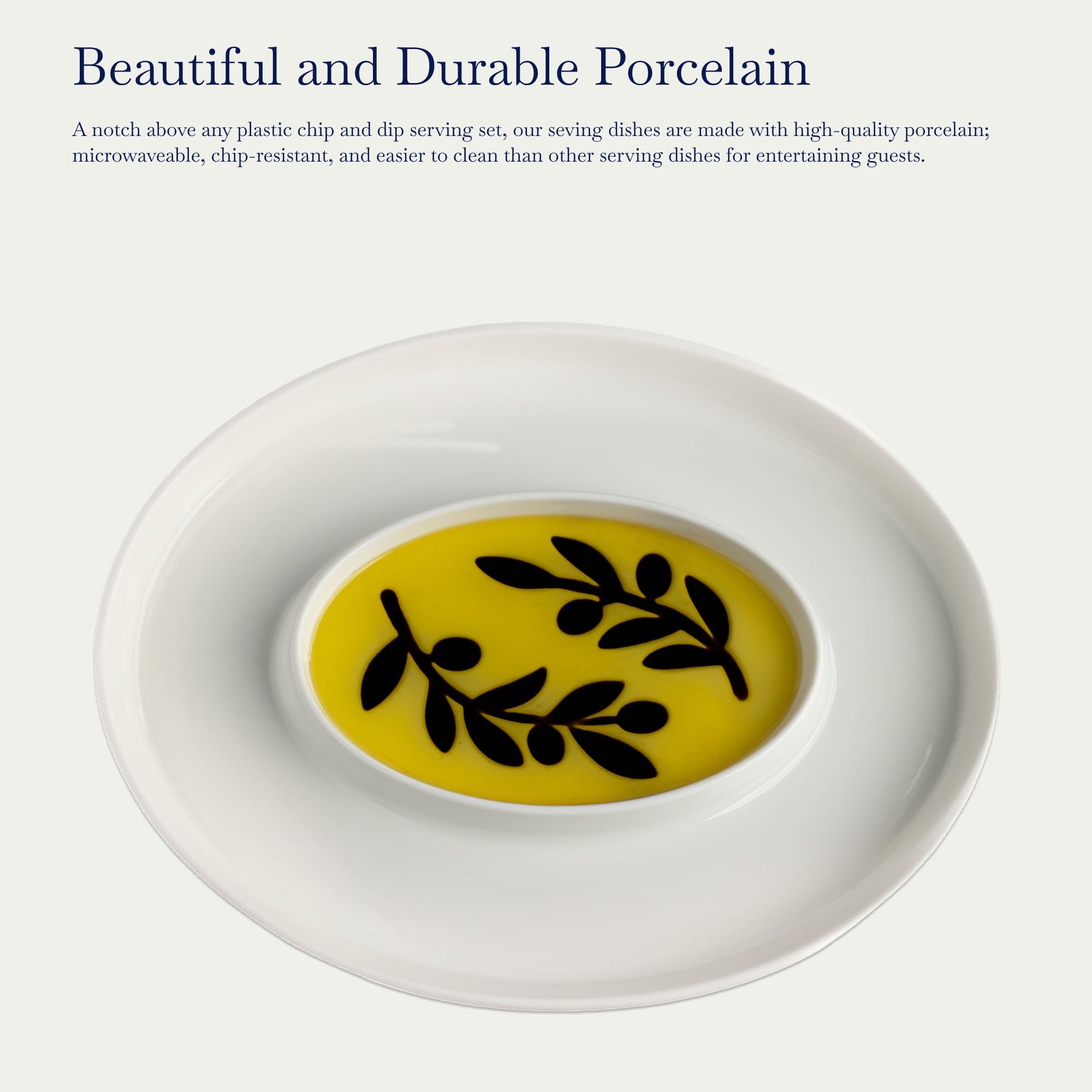 Jeanne Fitz porcelain is microwave-safe and durable for everyday entertaining.