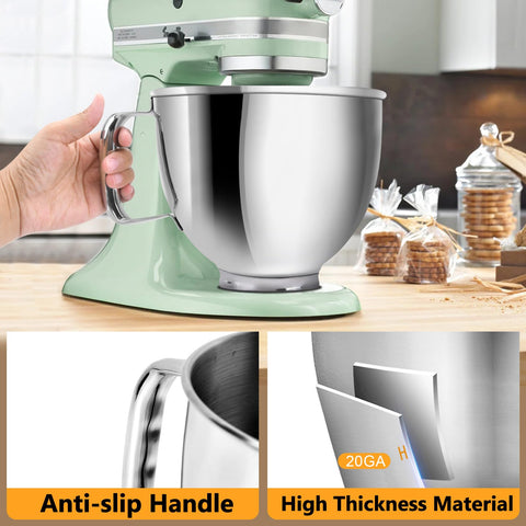 JEASOM 5qt bowl with ergonomic handle for easy lifting and pouring.