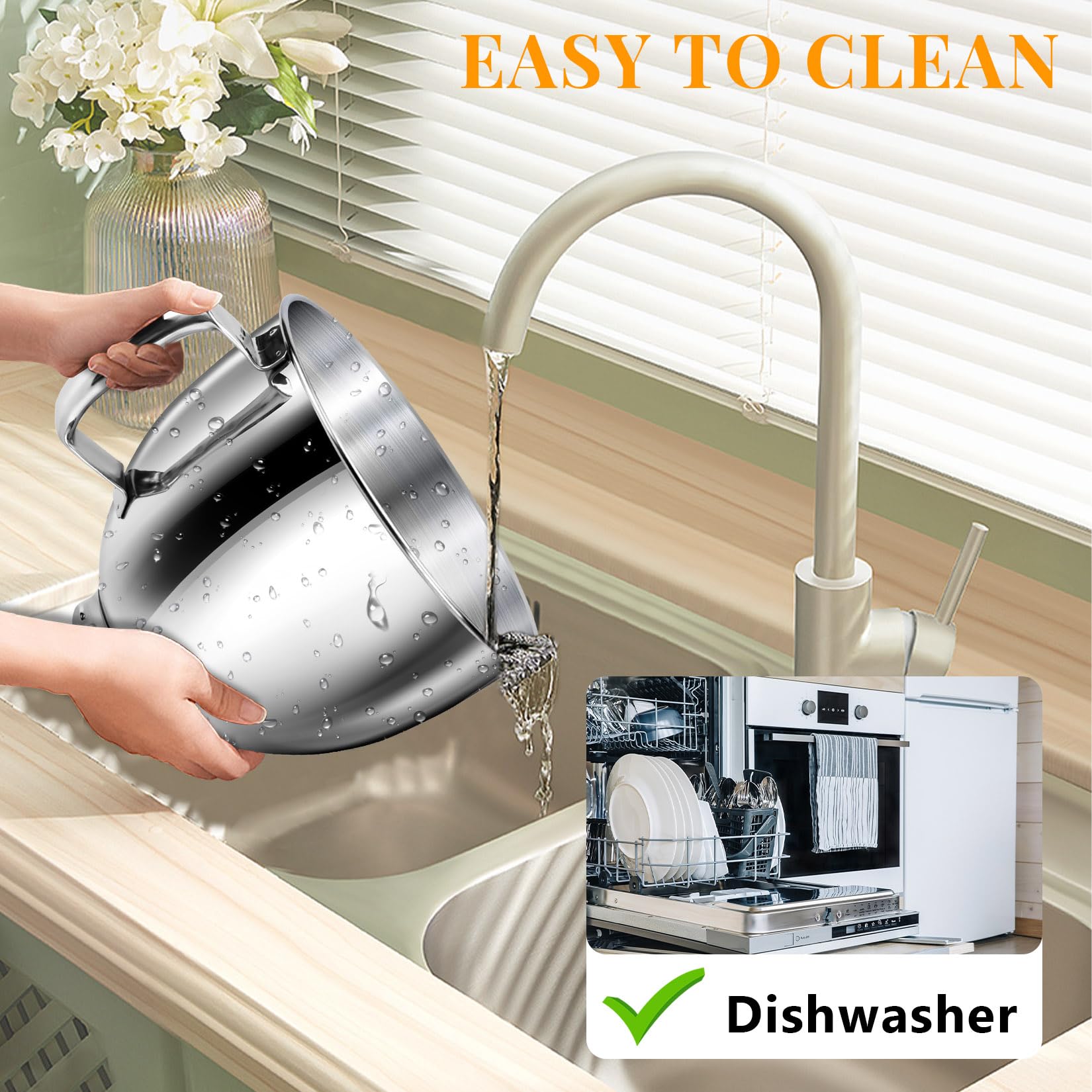 JEASOM 5qt capacity ideal for large batches of dough or batter.