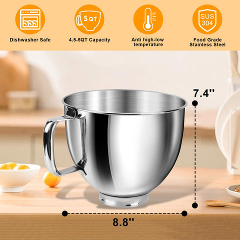 JEASOM stainless steel bowl with brushed interior for durable, scratch-resistant mixing.