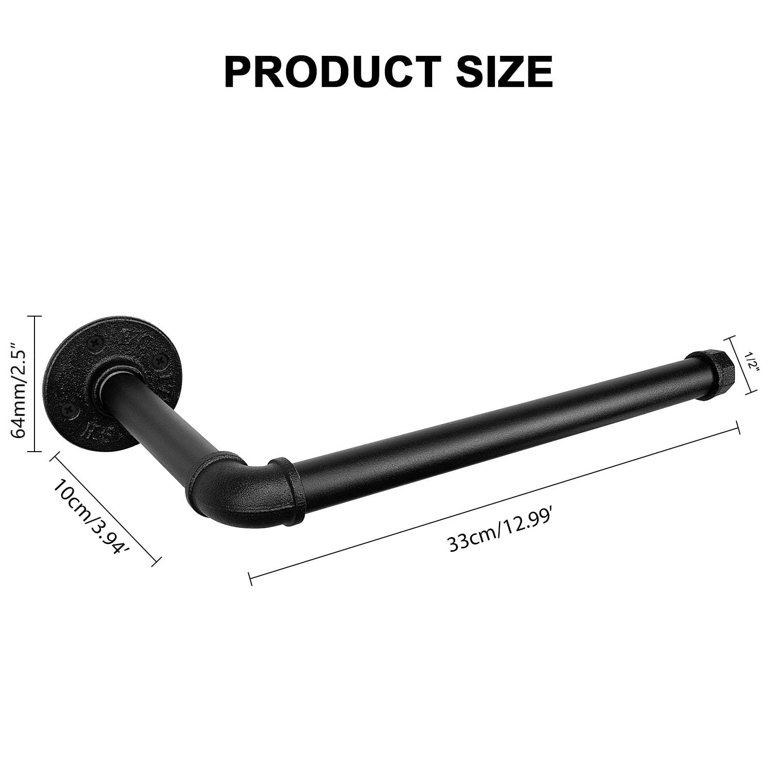 Jeasor paper towel holder closeup shows round-end cap securing rolls.