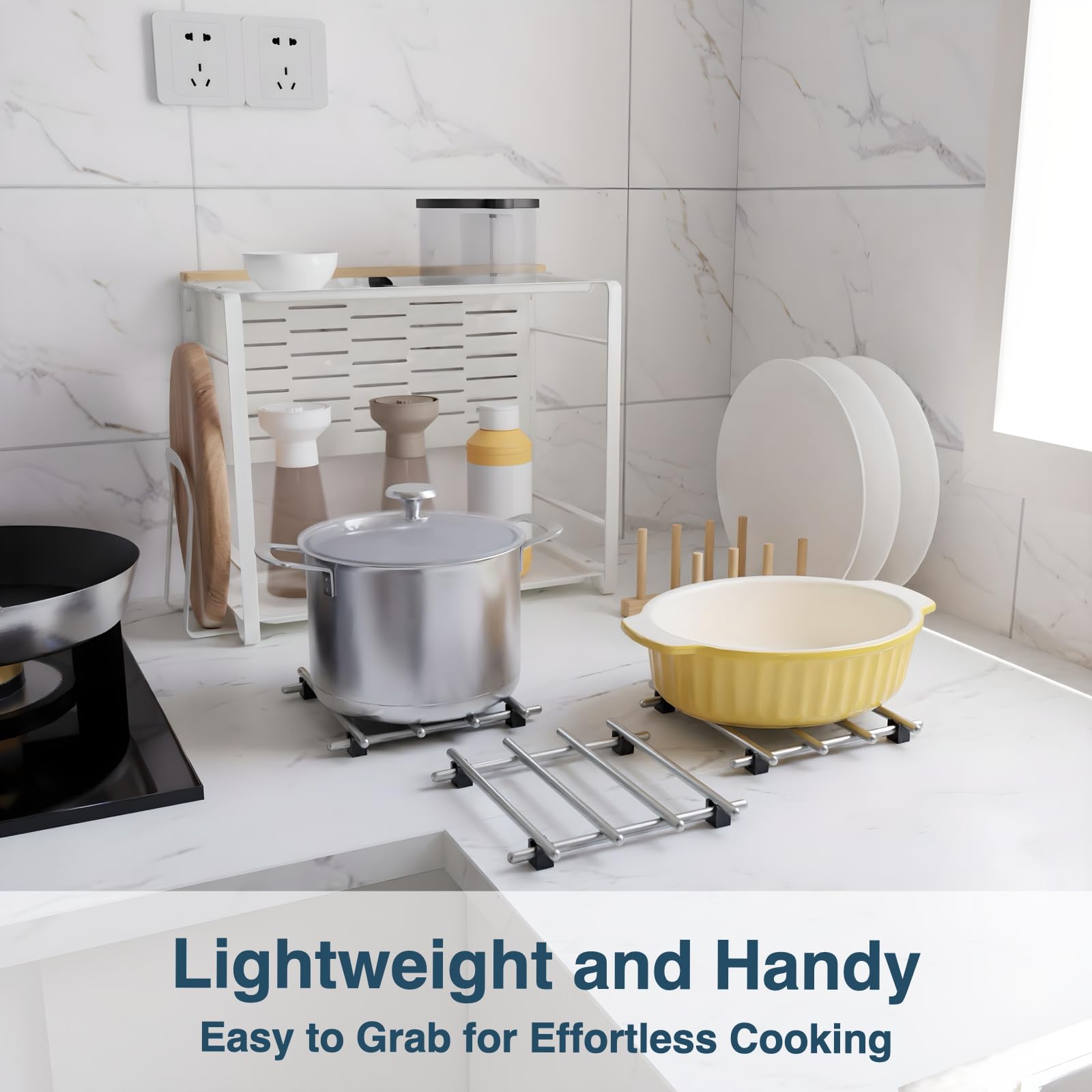 JEEATCN trivet keeps hot dishes safe on dining tables.