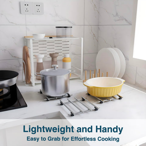JEEATCN trivet keeps hot dishes safe on dining tables.