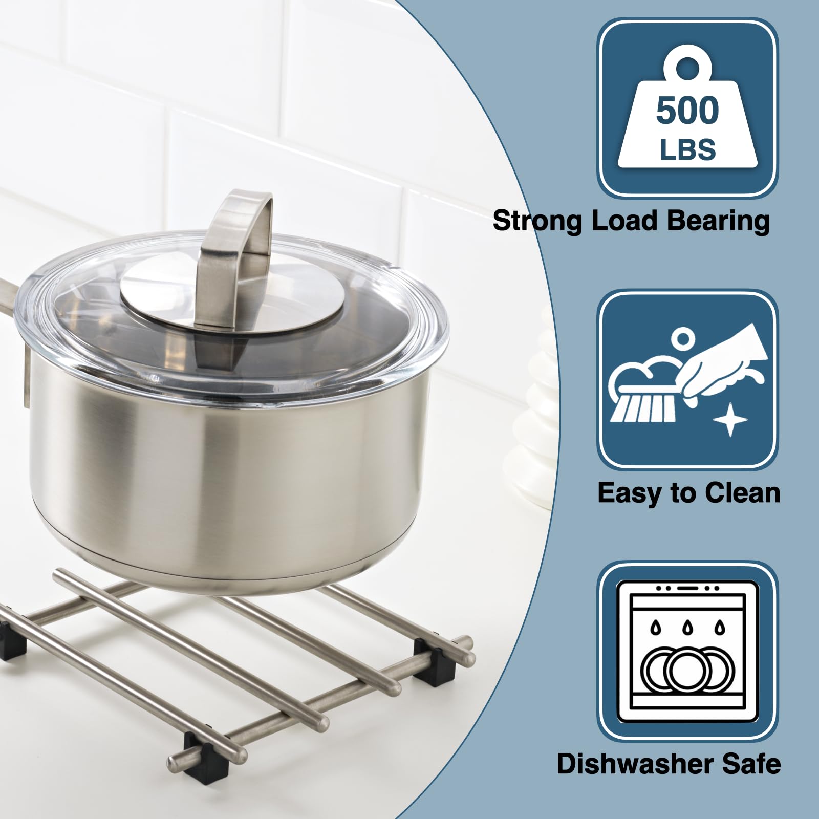 JEEATCN trivet for Dutch ovens offers stable placement on counters.