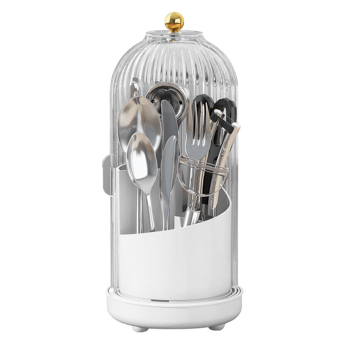 JEESA Dustproof Utensil Holder with Lid, lid closed protects utensils from dust.