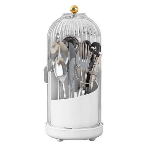 JEESA Dustproof Utensil Holder with Lid, lid closed protects utensils from dust.