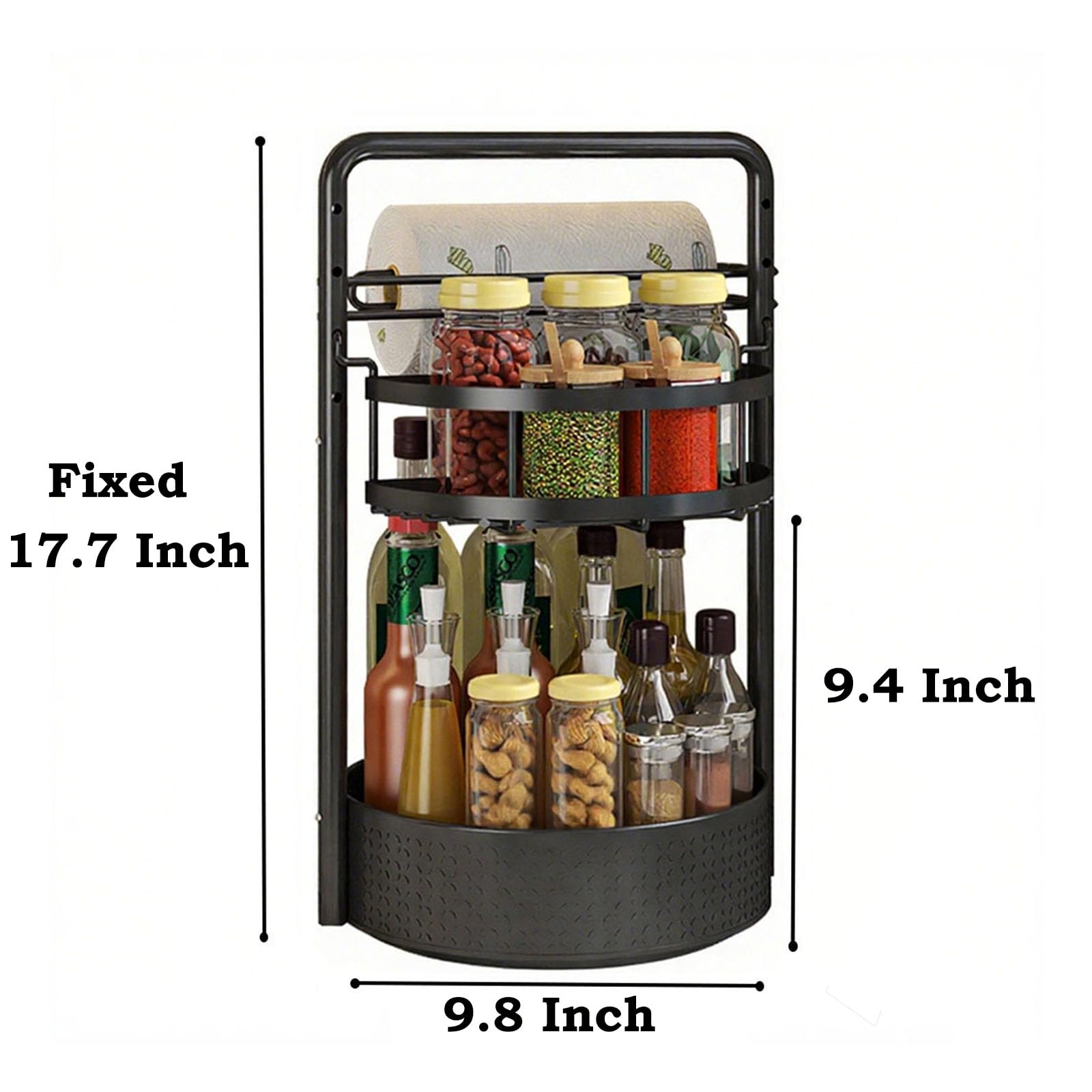 JEESA spice rack with paper towel holder adds tidy prep space