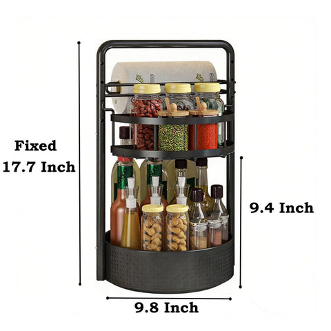 JEESA spice rack with paper towel holder adds tidy prep space
