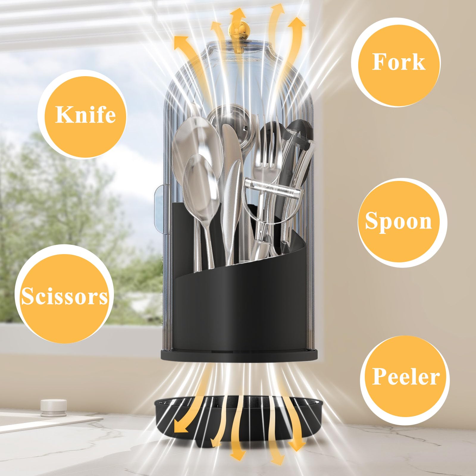 JEESA three-slot organizer for knives, forks, and spoons