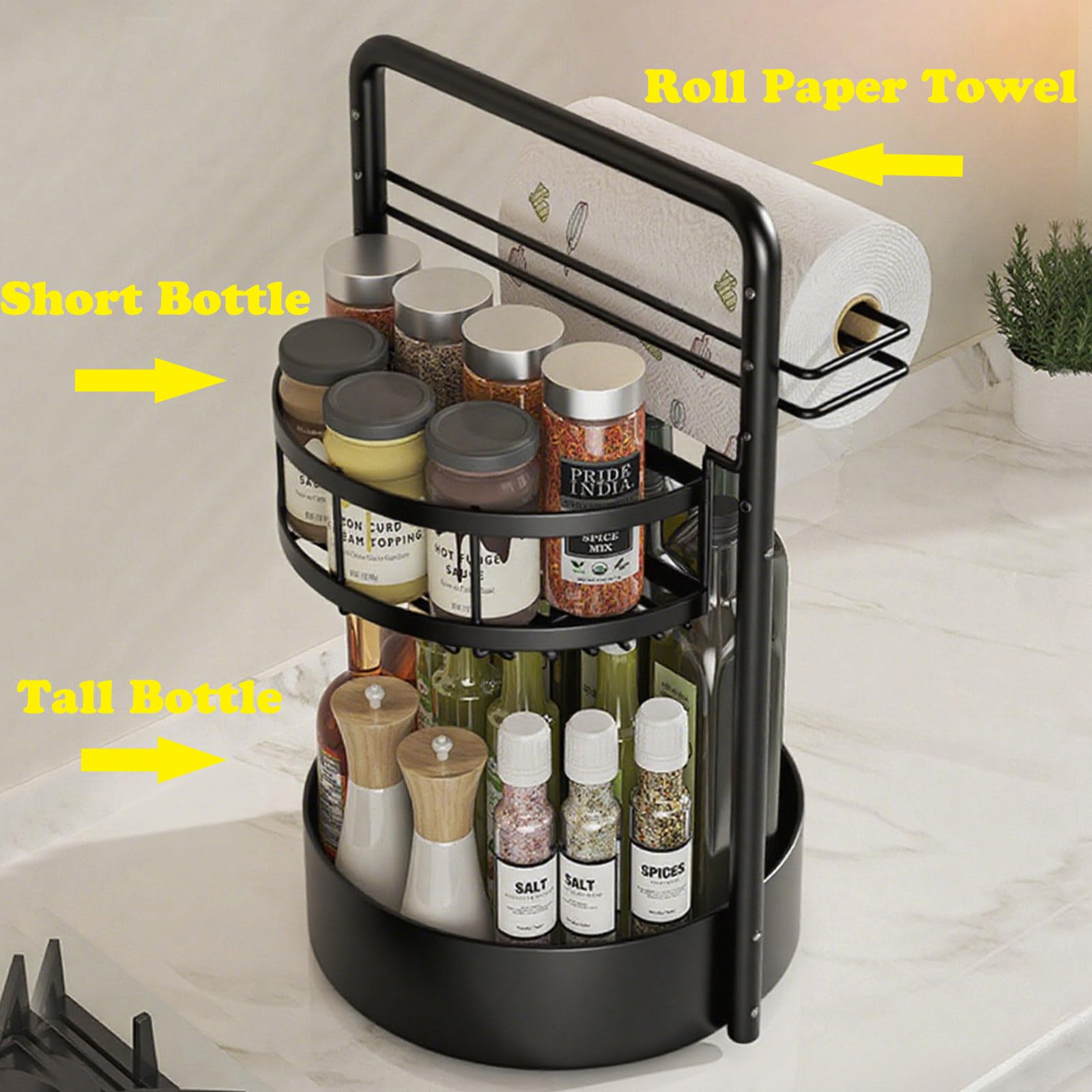 JEESA upper layer height adjustable to fit various spice bottles