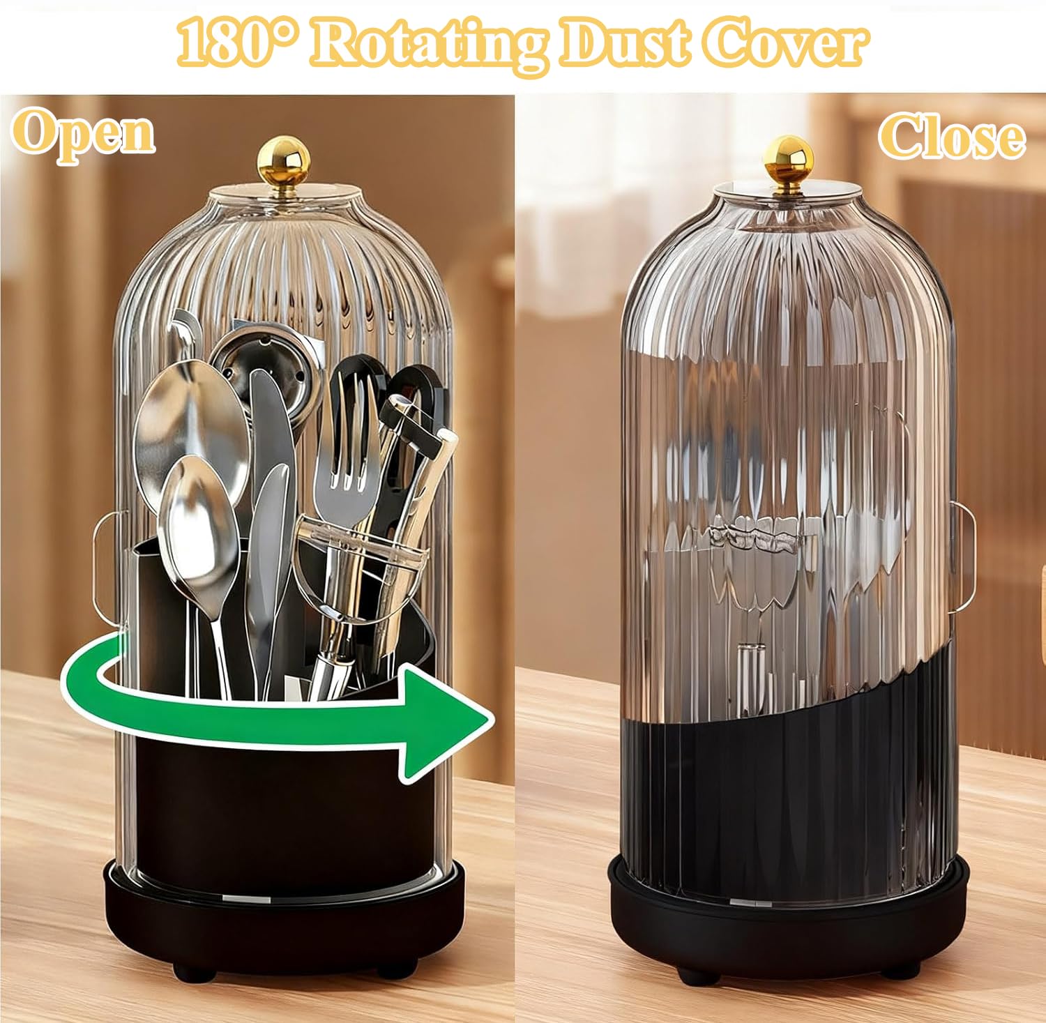 JEESA utensil holder with bottom drainage holes draining moisture