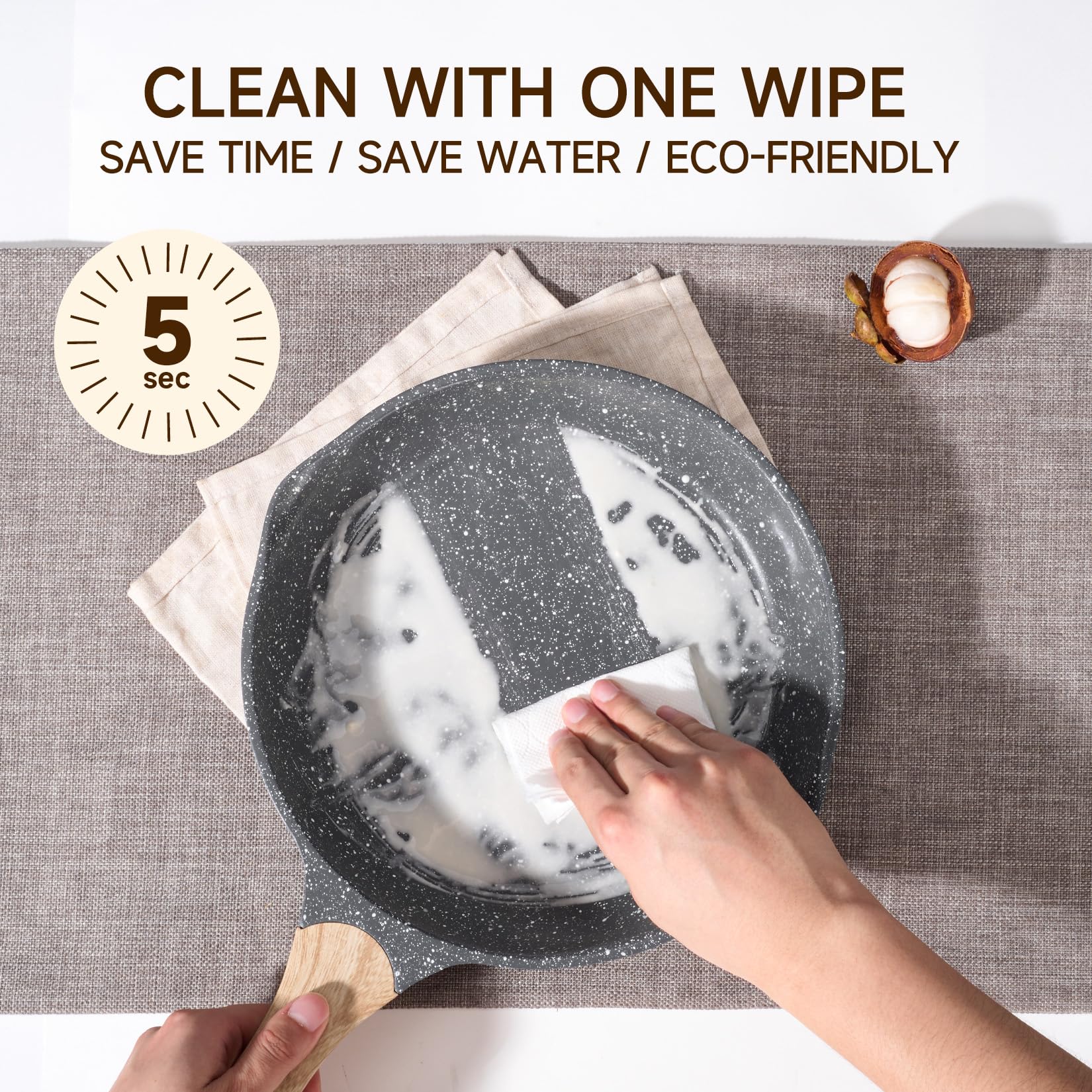 Induction-compatible JEETEE pan base delivers even heat across all stovetops.