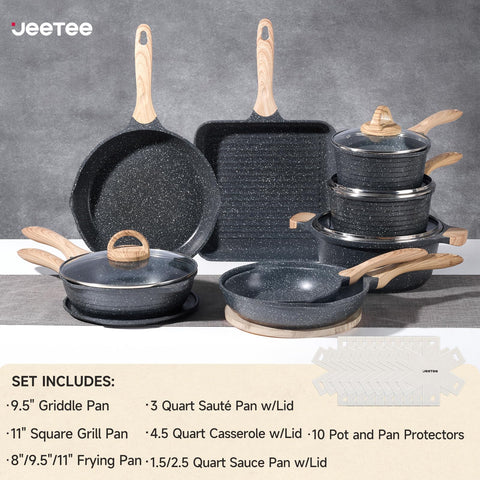 JEETEE induction compatible cookware on a stove for even heating