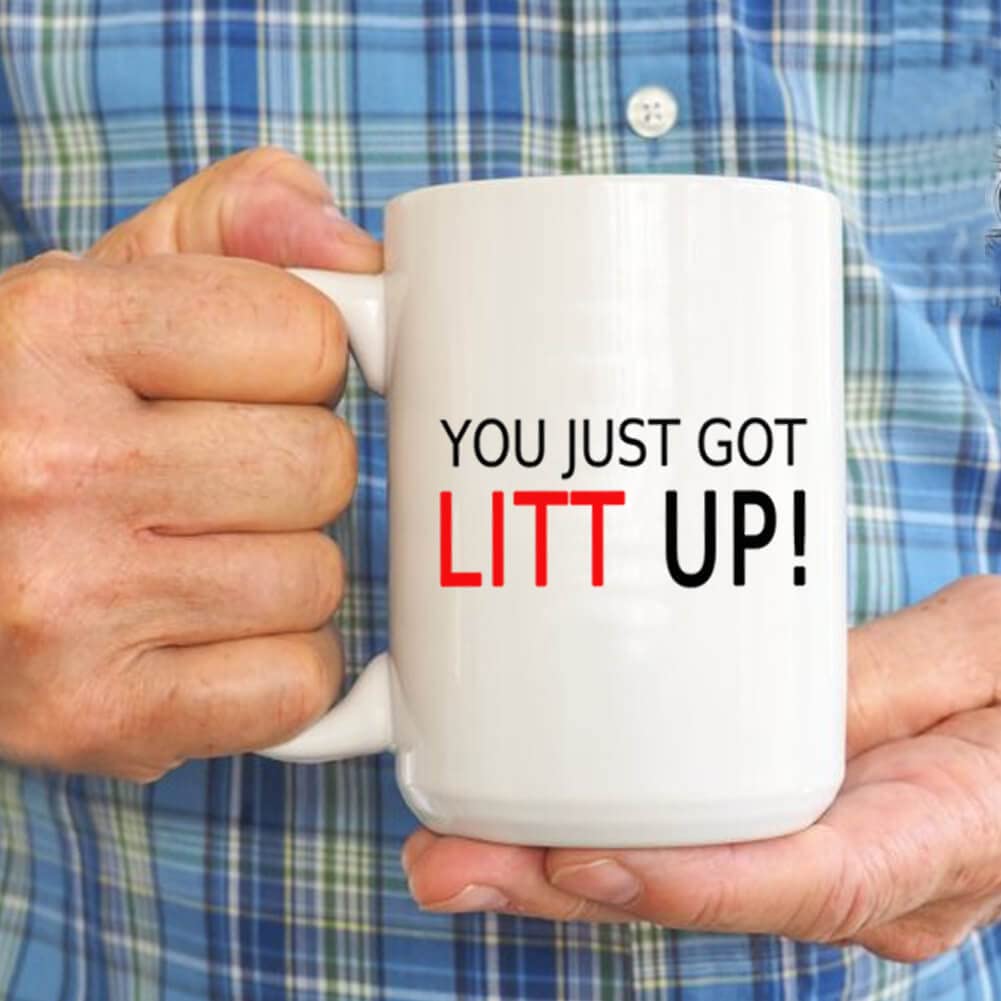 J.Ehonace You Just Got Litt Up mug back view reveals the full design.