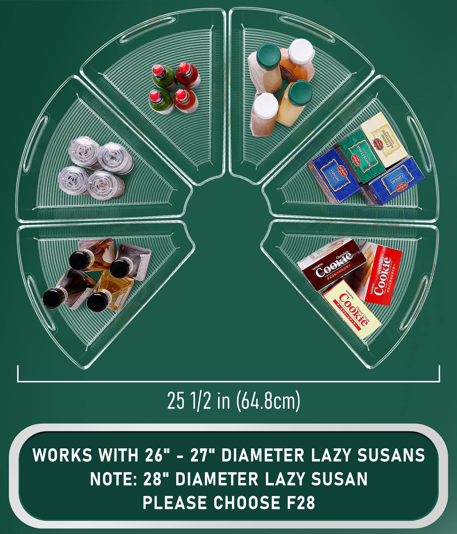 JEISSLIA lazy Susan bins for 28-inch diameter corner, efficient storage.