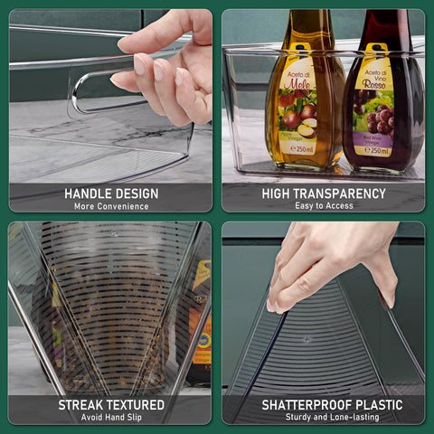 JEISSLIA lazy Susan bins with non-slip pads for stability.