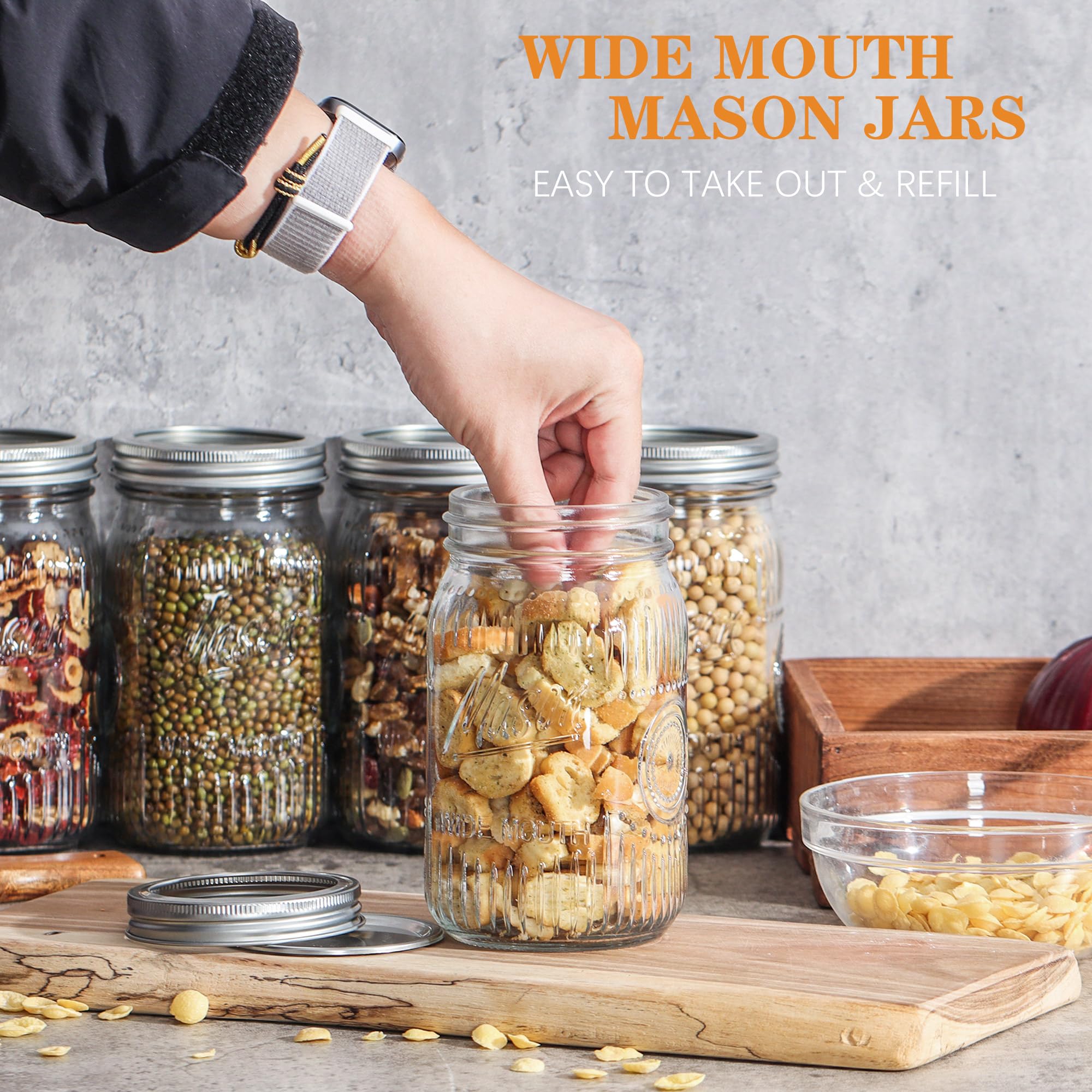 Jeitae pantry storage jars support canning, pickling, and dry goods.