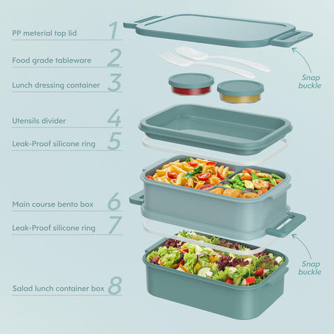 Jelife Bento Box BPA-free material promotes safe storage and repeated use