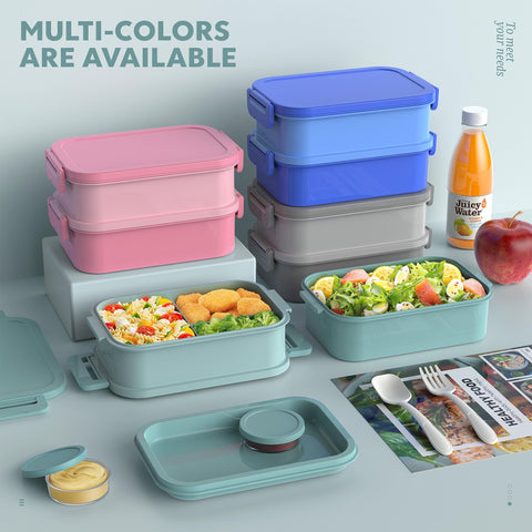 Jelife Bento Box includes utensils and dressing containers for convenient on-the-go meals