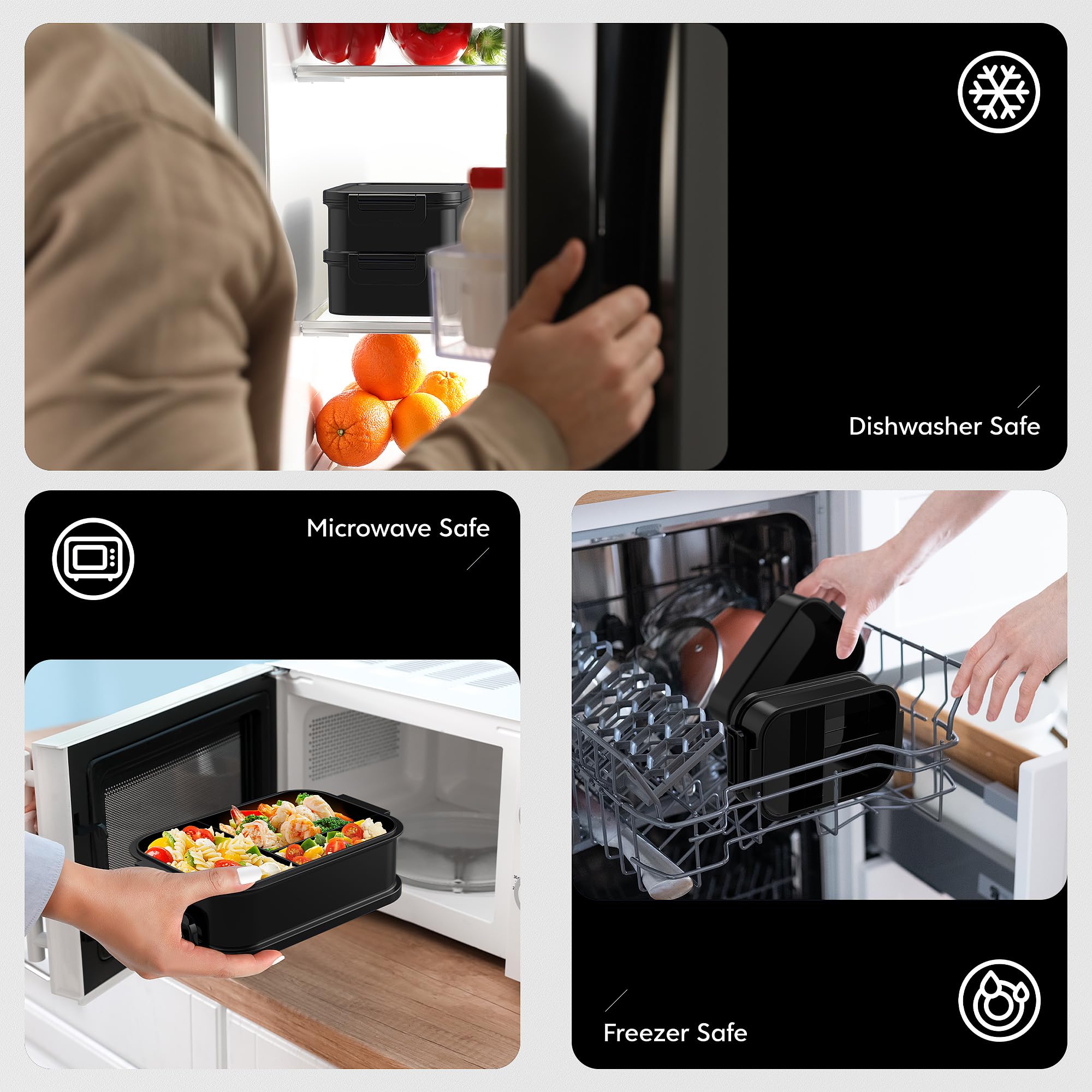 Jelife microwave, dishwasher, and freezer-safe design for versatile meal prep.