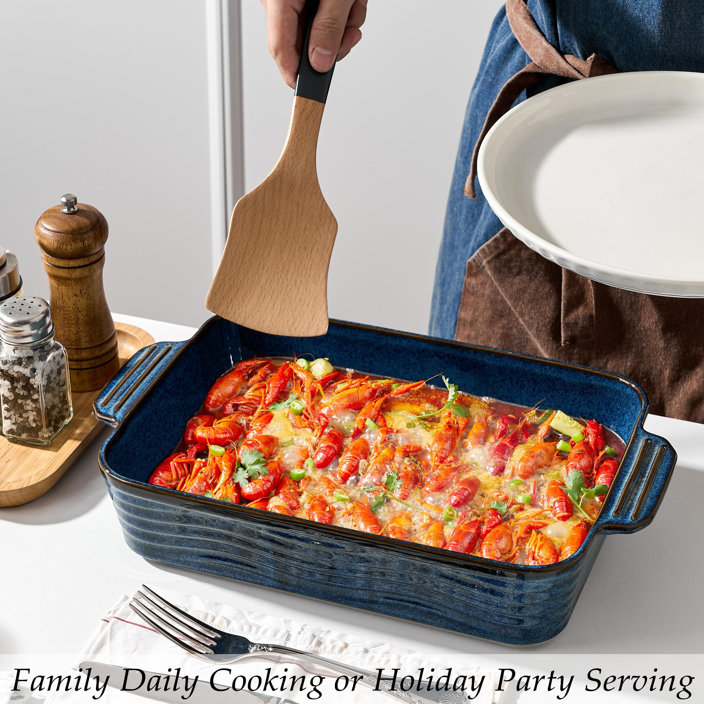 Jemirry deep ceramic baking dish 14x9 for hearty casseroles and sides