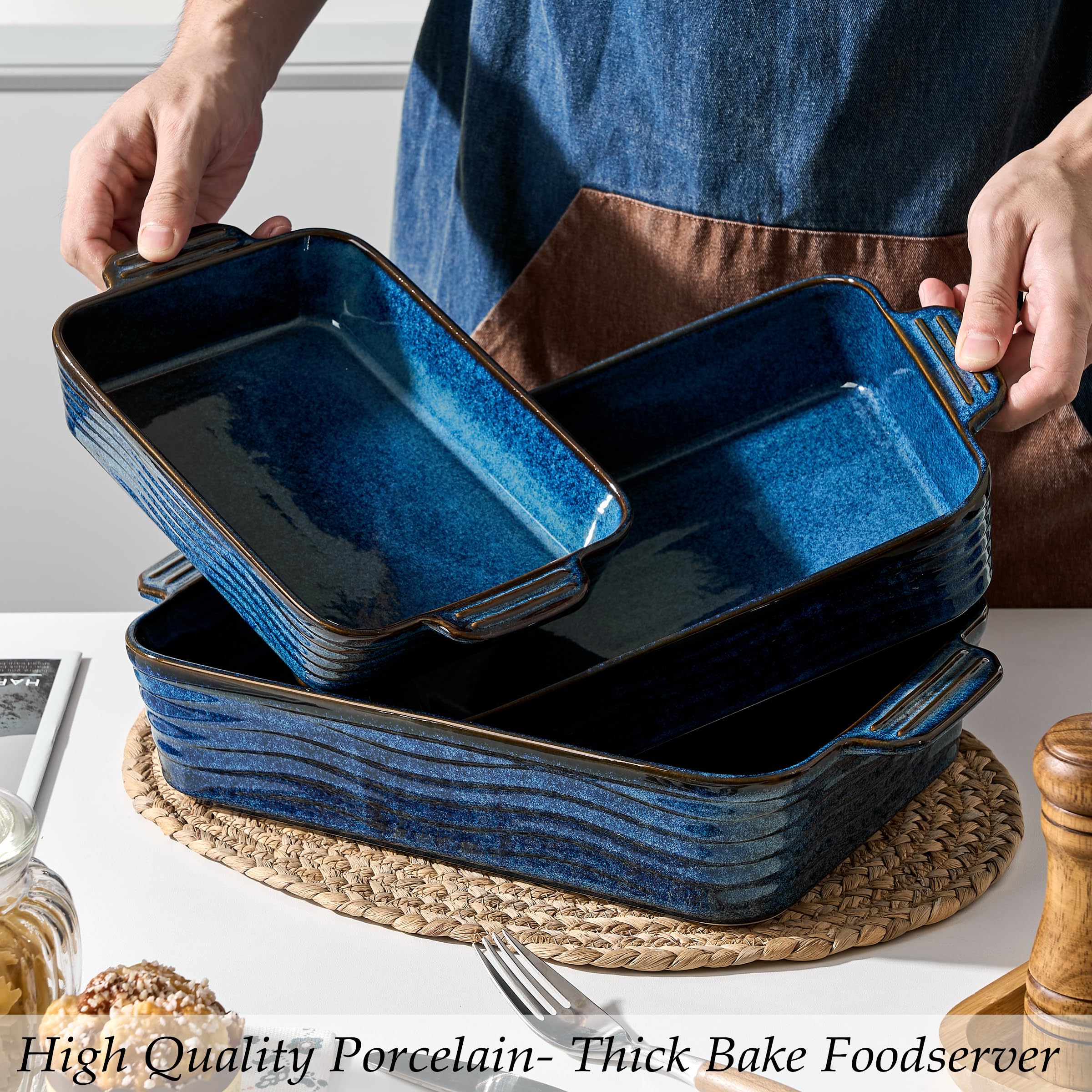 Jemirry reactive blue casserole dish adds style and serves directly from oven