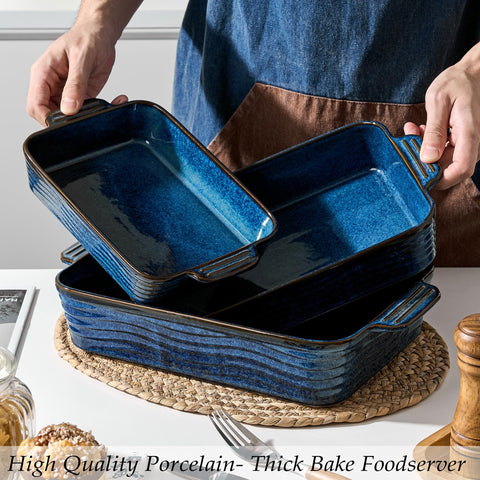Jemirry reactive blue casserole dish adds style and serves directly from oven