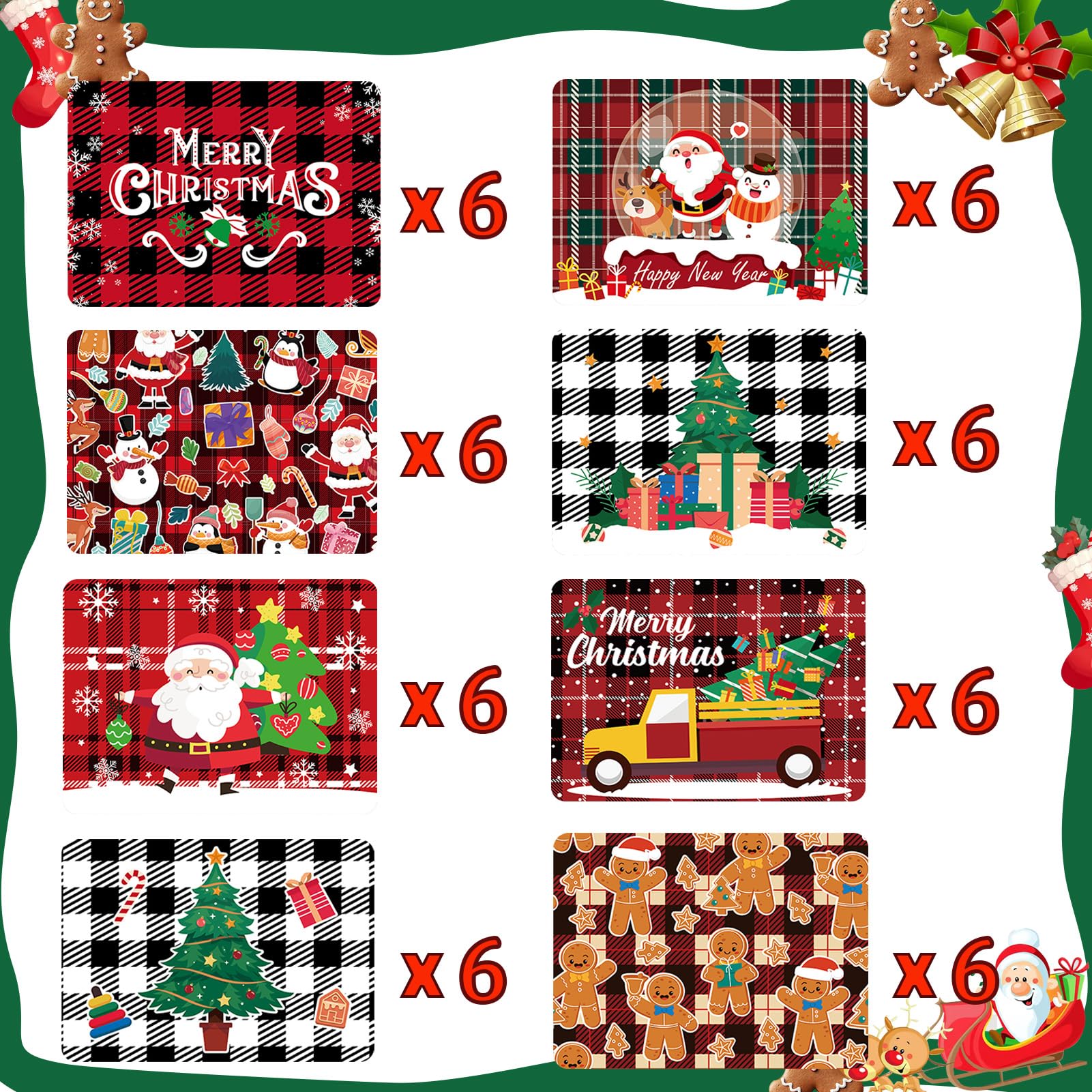 Jengaer Christmas lids with eight designs for festive gift-ready tins.