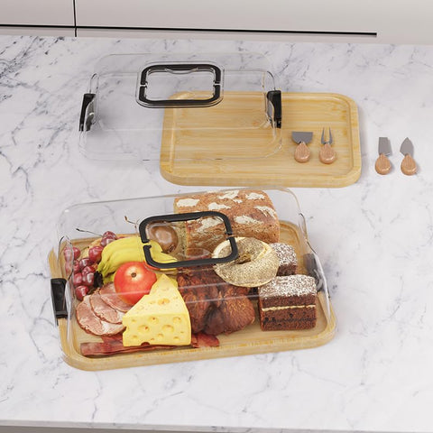 JEPISADI charcuterie board with lid 13.4-inch open, compact serving option