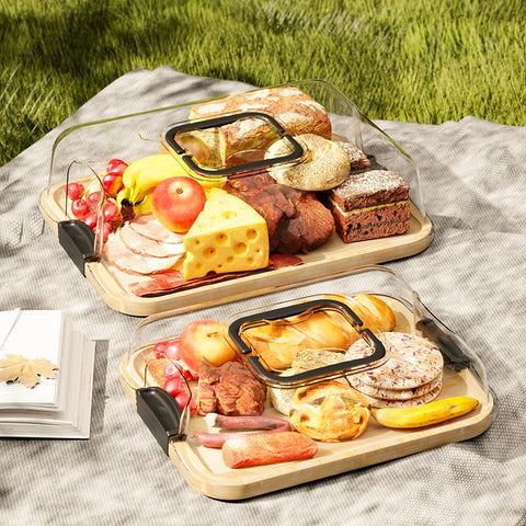 JEPISADI charcuterie board with lid 14.2-inch closed, secure freshness