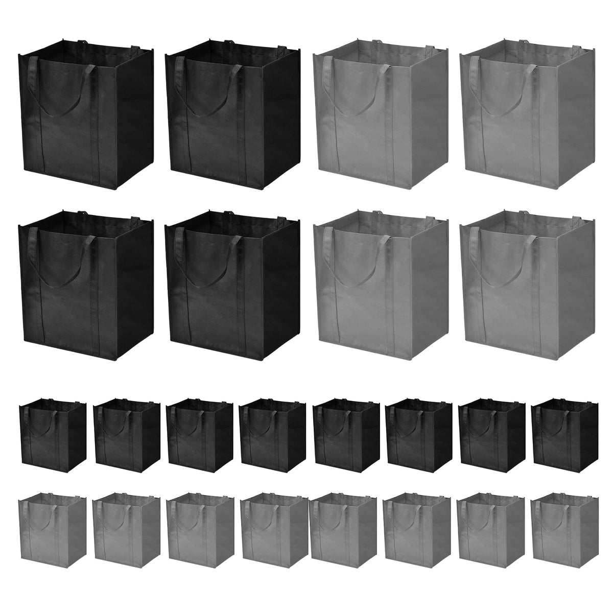 JERIA 24-pack reusable grocery bags offering full-size carry for groceries and supplies